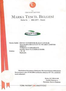 Bioçiftlik Marka Tescil Belgesi